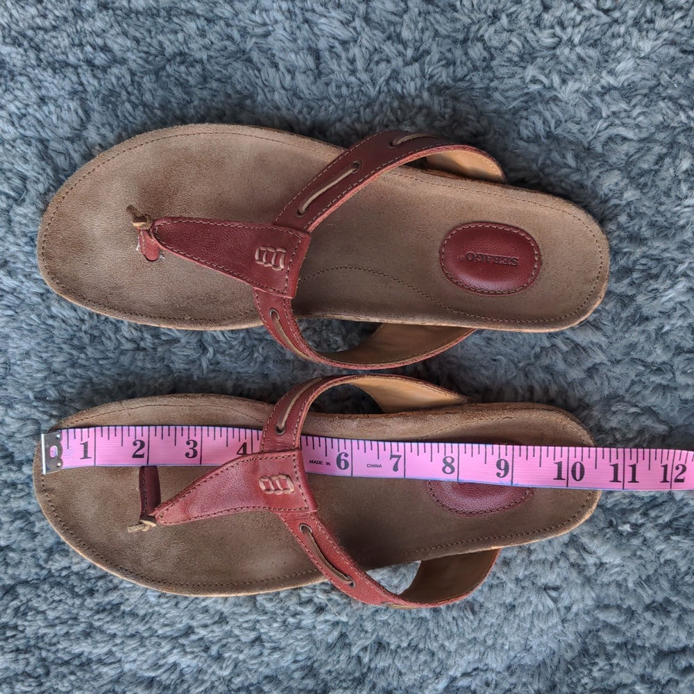 Sebago Red leather Straps Thong Sandals  Size US 10M- UK 8M